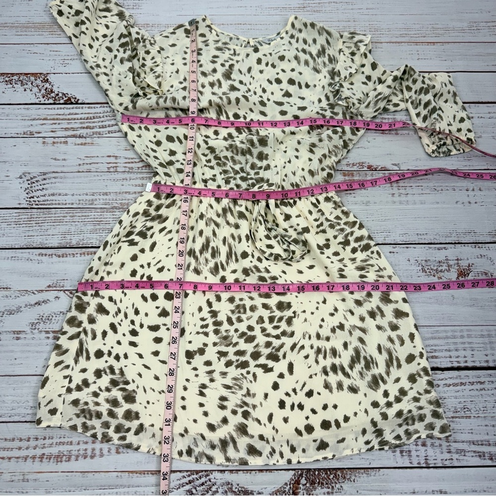 Rails Size Small Ora Puma Chiffon Ivory Beige Brown Animal Print Mini Dress - Picture 11 of 15